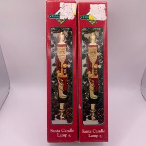 Vintage Christmas Santa Candle Lamp Set of 2 Brand New in Box 11.5"